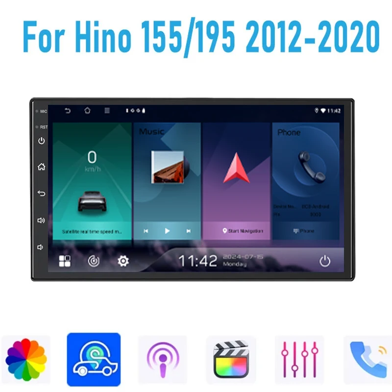 

7'' For Hino 155/195 2012-2020 GPS Car Radio Wireless Apple Carplay Android 15 Multimedia Player Stereo Navi WIFI 4-64GB BT