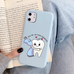 Teeth cute cartoon Phone Case for iPhone 14 11 12 13 Mini Pro Xs Max 8 7 6 6S Plus X XR Solid Candy Color Case