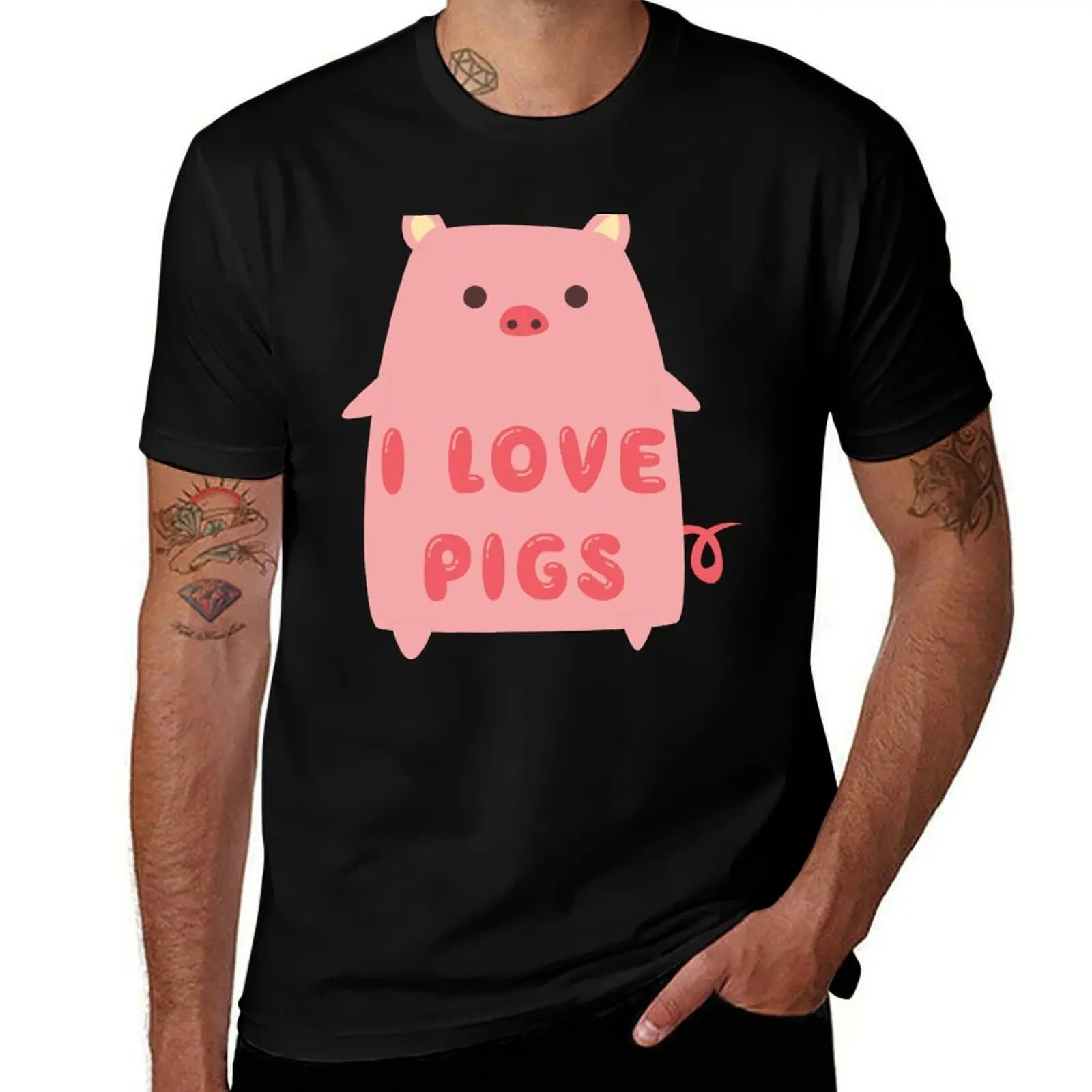 

I Love Pigs Cute T Shirt T-Shirt t shirt personalised t shirt for man 100 percent cotton T-Shirt