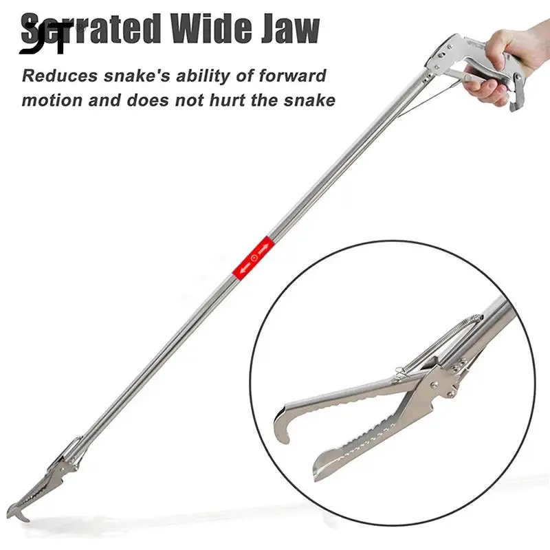 1.2m Foldable Snake Tongs Stick Easy Reach Pick Up Tool Foldable Garbage Clip Full-body Stainless Steel Design