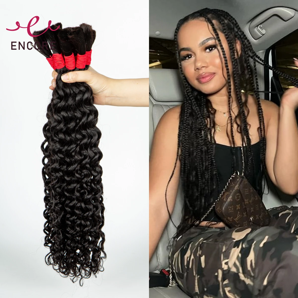 

28Inch 100% Human Hair Bulk 1 2 3 Bundles Natural Water Wave Hair Bulk for Boho Braideds Extensions Curly Hair Bulk for Braiding