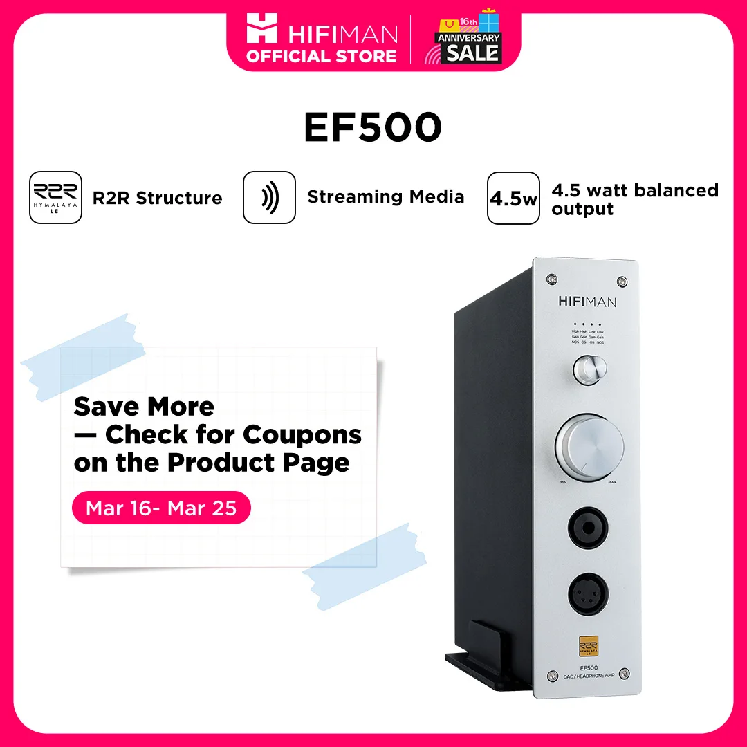 HIFIMAN EF500 DAC/Amplifier/Headphone Stand with Streaming Media and Hymalaya LE