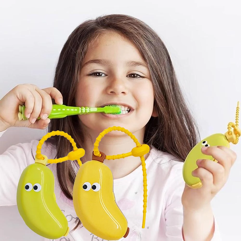 

Plastic Toothbrush Head Protective Toothbrush Storage Organizer Cover Cover 2in1 Brush Protect Banana Shape Toothbrush Dust Cap