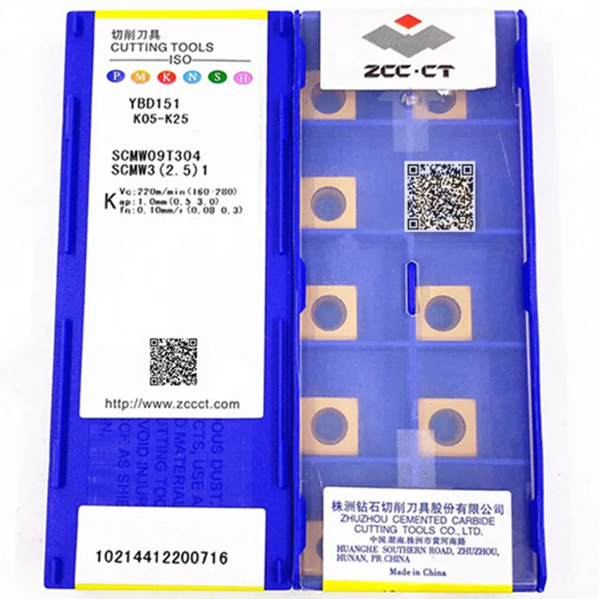 SCMW09T304 YBD151/SCMW09T308 YBD151/SCMW09T304 YBD152/SCMW120408 YBD151 ZCC.CT insertos de carburo CNC 10 unids/caja