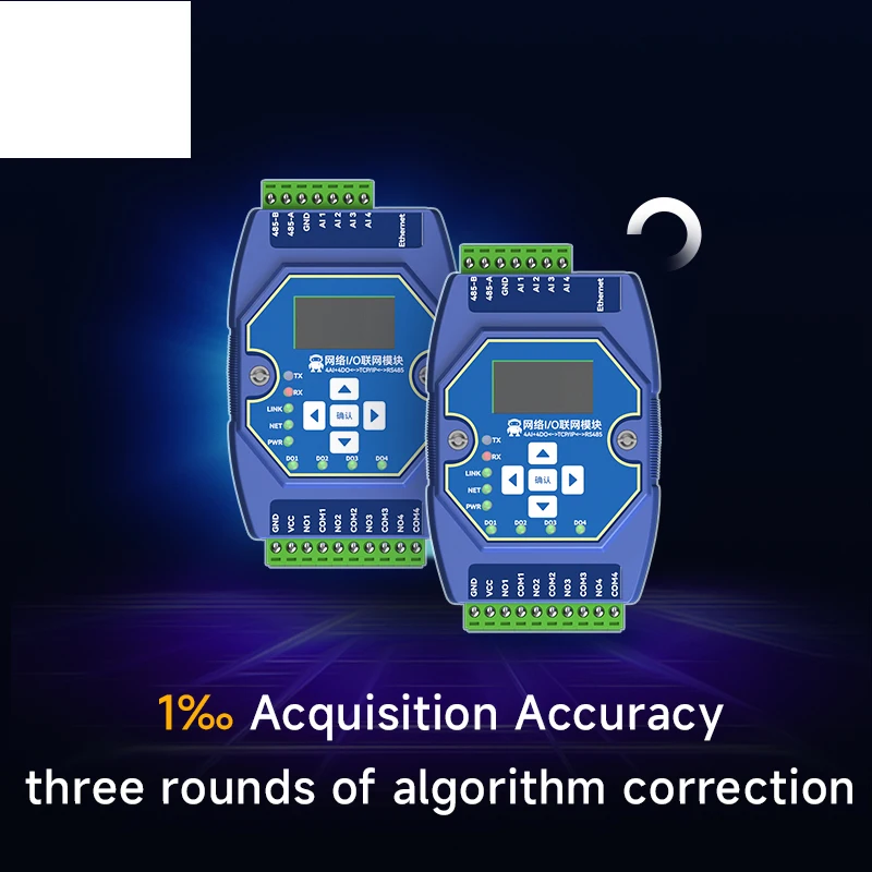 Ethernet i/o 4AI + 4DO Switch Controller di acquisizione del valore ModBus per PLC RS485 Ethernet i/o installazione del modulo di rete
