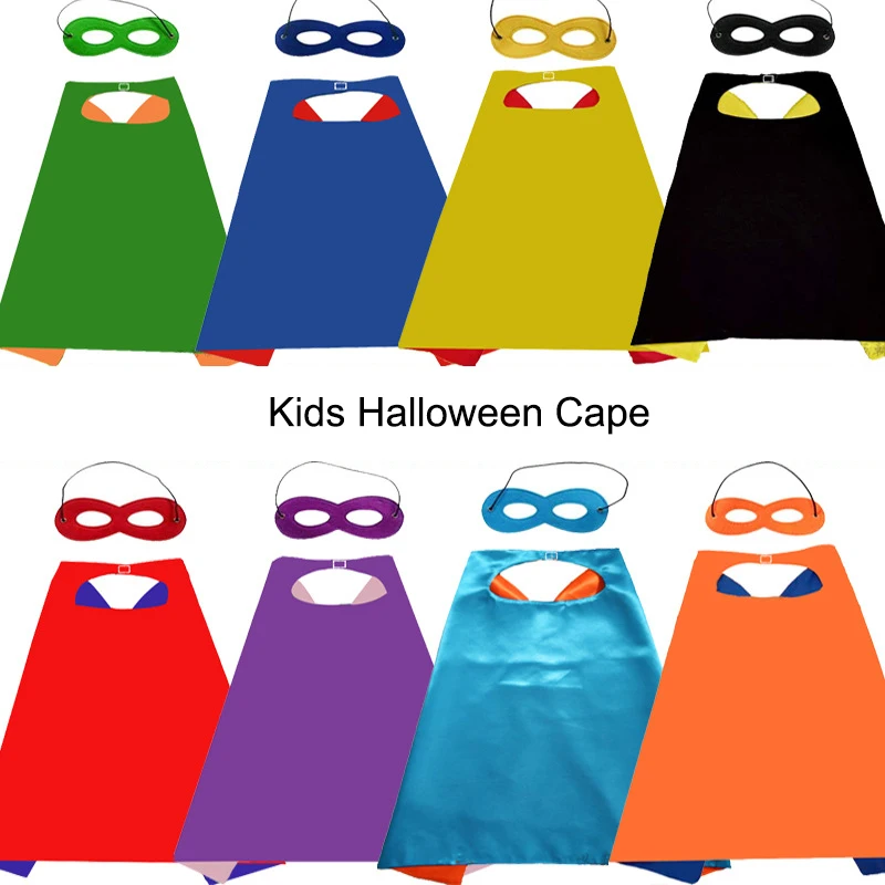 Kid Cape Halloween Costume Party 2 Layer 70*70cm Kids Hero Mask And Capes Cosplay Clothes