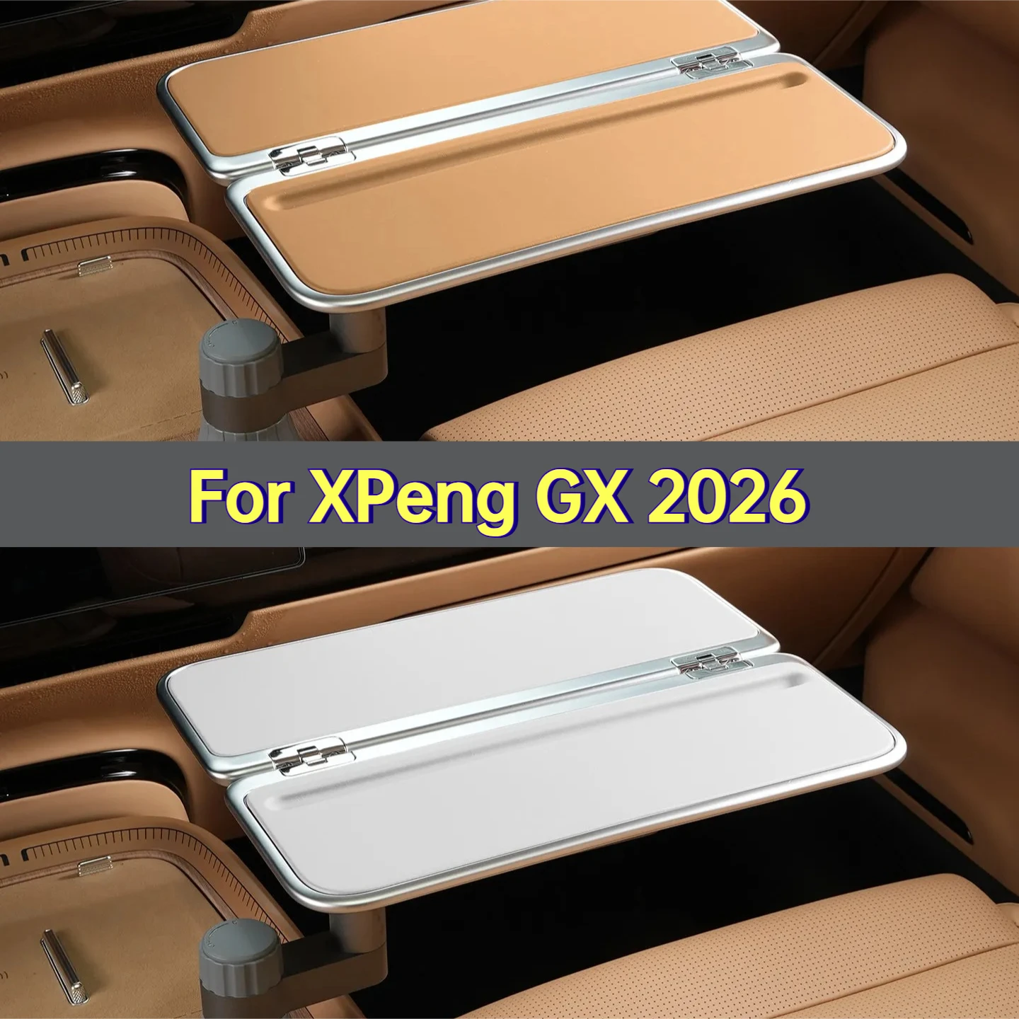 For XPeng GX 2026 Car Floating Foldable Small Table Board Multifunctional Cup Holder Fixed Rotating Dining Table Accessories