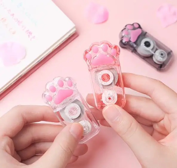 Creative Cat Paw Mixed Color Correction Tape, Pretty Stylish Student Correction Tape With Handy Dot Glue