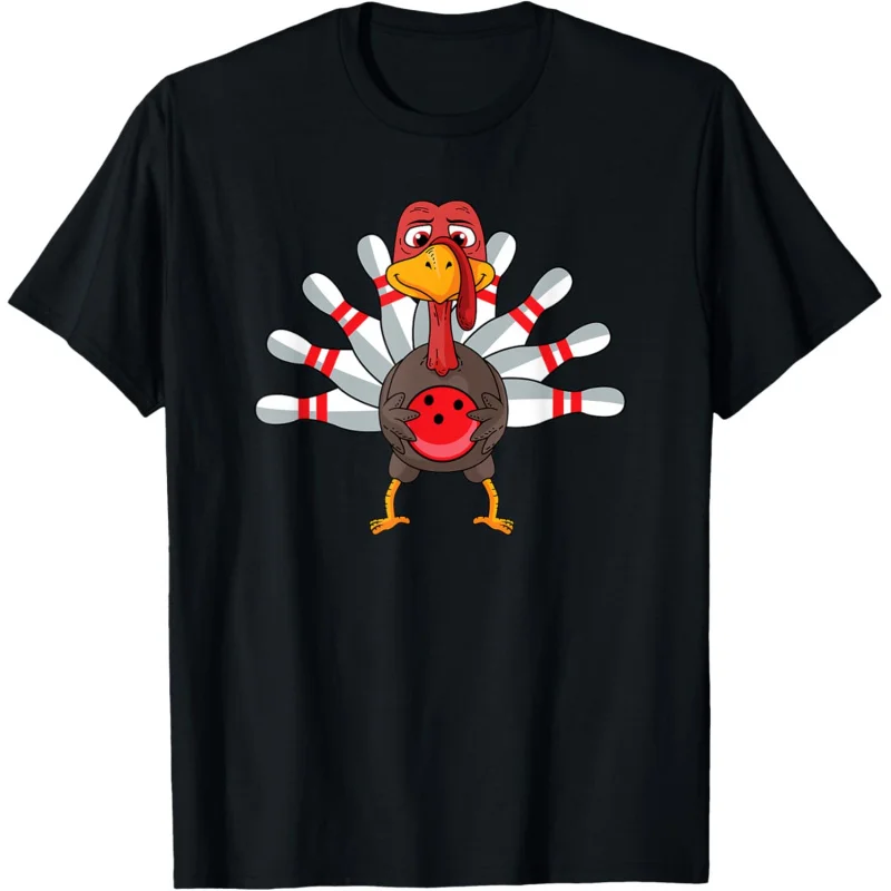 

Bowling Thanksgiving Turkey T-Shirt Gifts for boys and girls