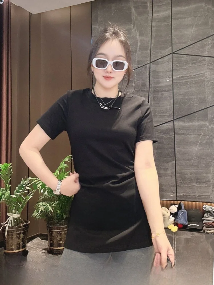 Casual Mid-Length Short-Sleeve T-Shirt Women's Loose Fit Slimming Simple Style Korean Version Straight Body Standard Cut