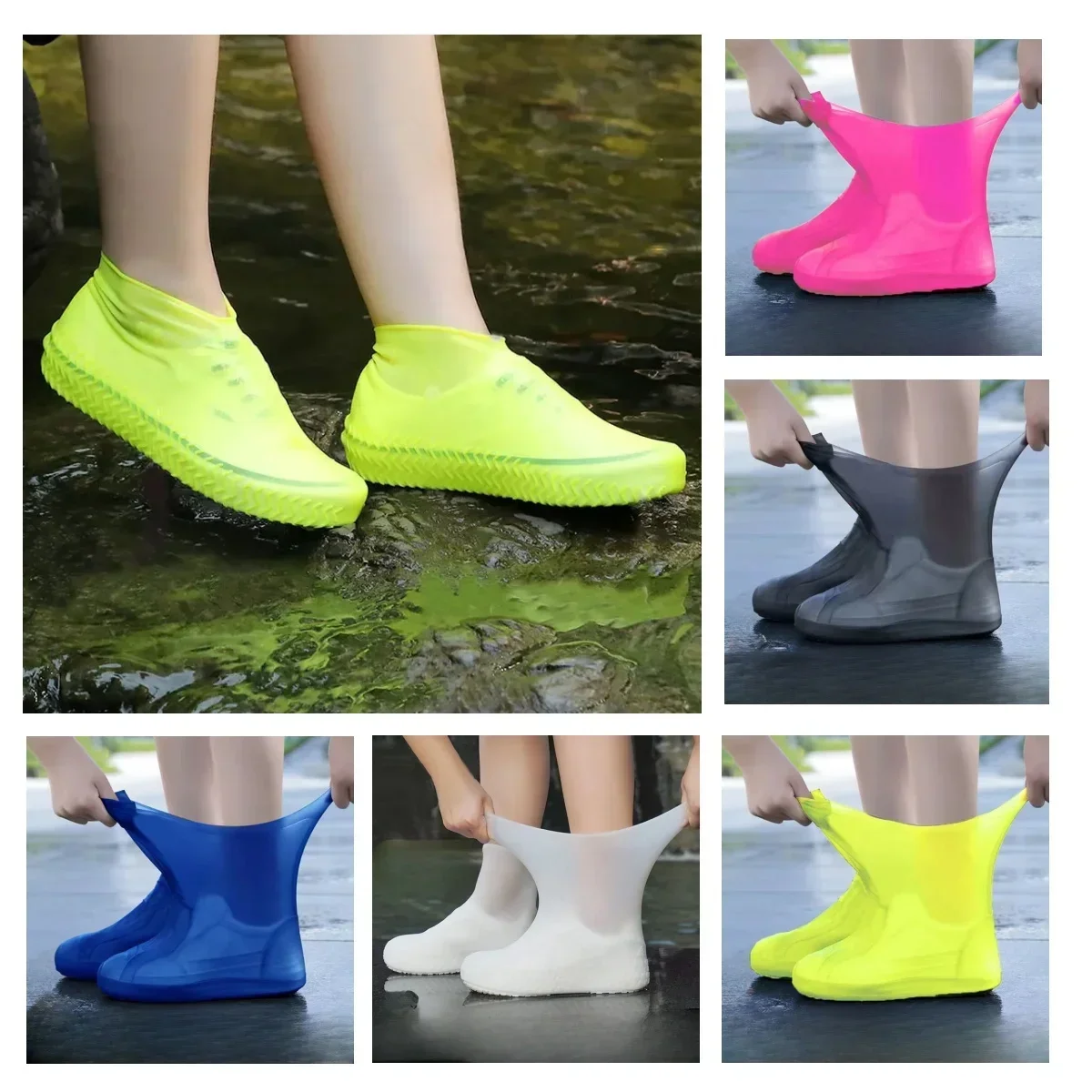 3 Pares de Cubiertas de Zapatos Reutilizables Impermeables de Silicona para Lluvia, Cubrebotas para Exteriores, Accesorios para Zapatos de Caminar, Cubre Zapatos Reutilizables