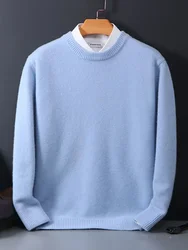 2026 Cashmere Sweater O-neck Pullovers Men's Loose Oversized M-3XL Knitted Bottom Shirt Autumn Winter New Korean Casual Men Top