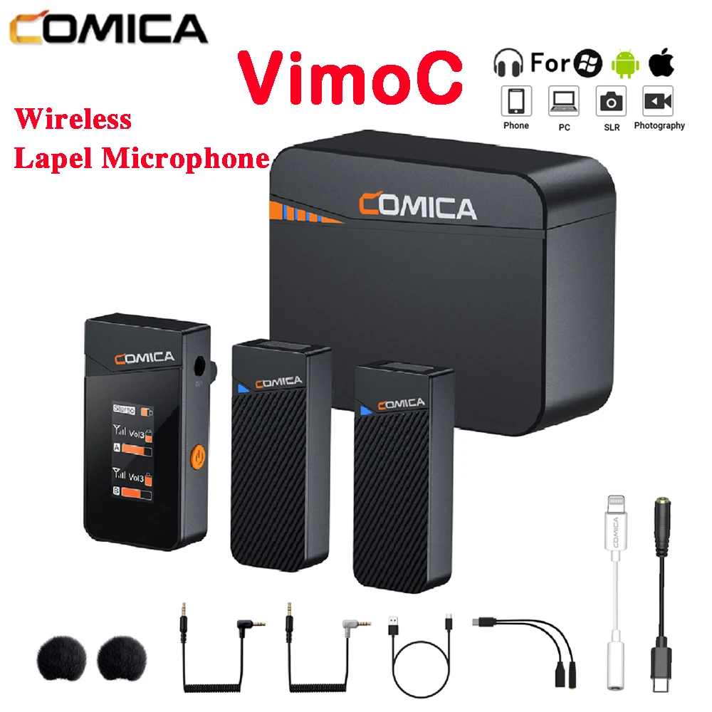 

Comica Vimo C 2.4G Mini Wireless Lapel Microphone with Charging Case, for Smartphone Camera Podcast Interview Facebook