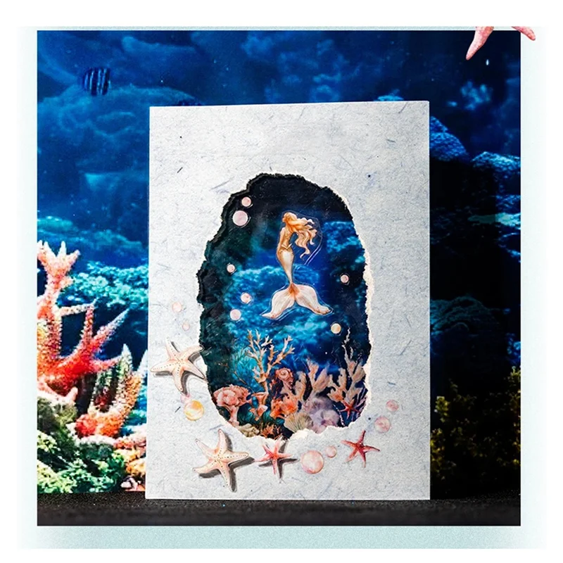 

ABFU-Deep-Sea Shimmer Series, винтажный морской пейзажный дизайн, 50 мм x 200 см, ПЭТ-лента, материал для журнала «сделай сам», канцелярские принадлежности для коллажа