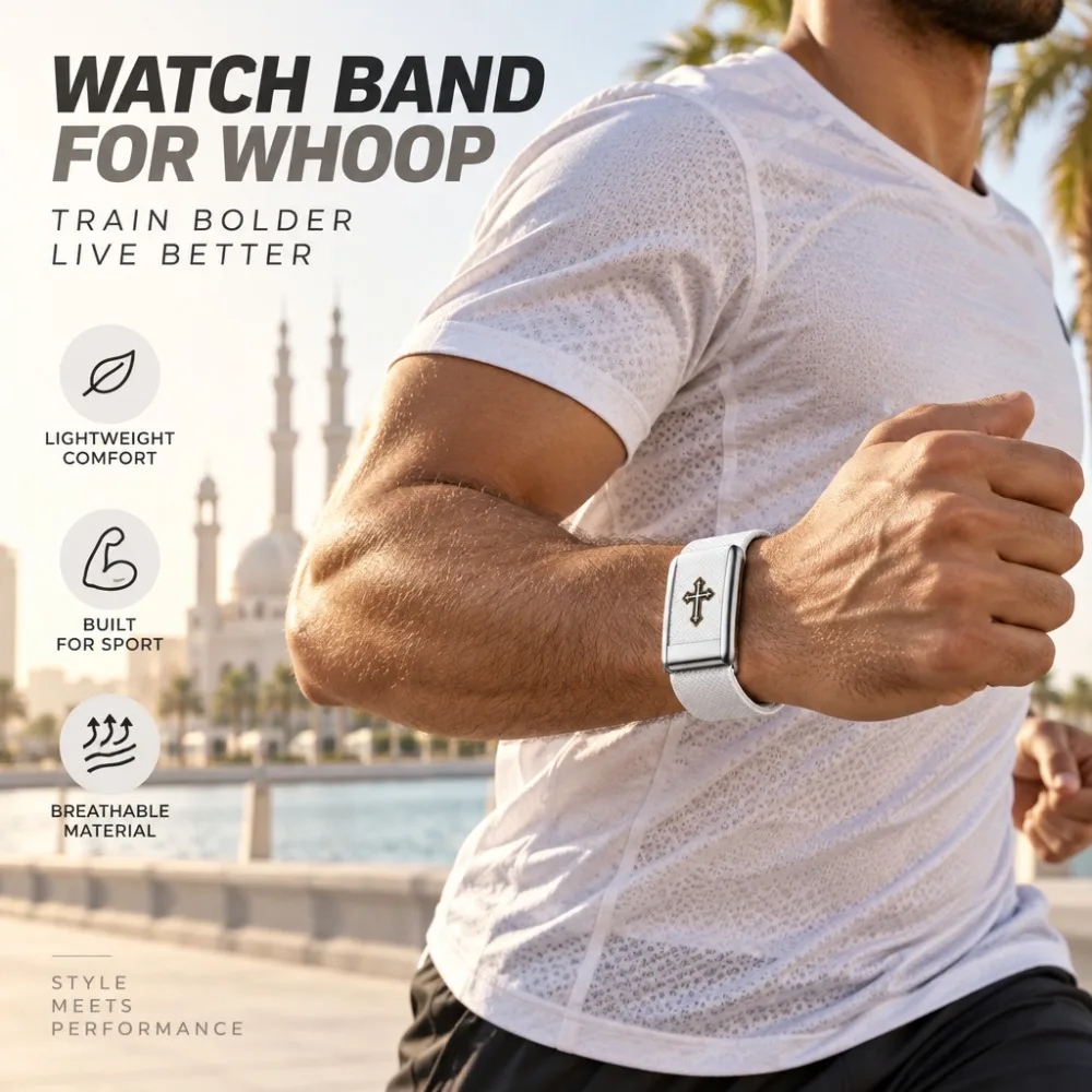 For WHOOP 5.0 MG Cross Pattern Nylon Woven Elastic Sport Band Metal Frame Replacement Wrist Strap