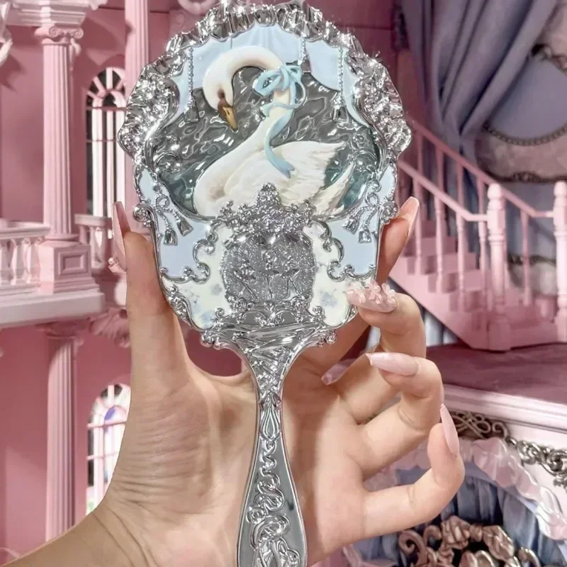 Miroir de maquillage Portable pour Ballet, fleur connaît le cygne, décorations de bureau pour chambre de filles, cadeau d'anniversaire pour amis