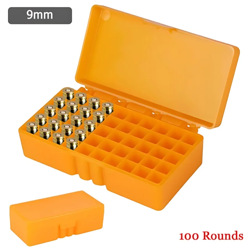 100 Round 9mm Ammo Organiser Bullet Portable Storage Pistol Rifle Bullet Carrying Storage Box Hunting Accessories Plastic