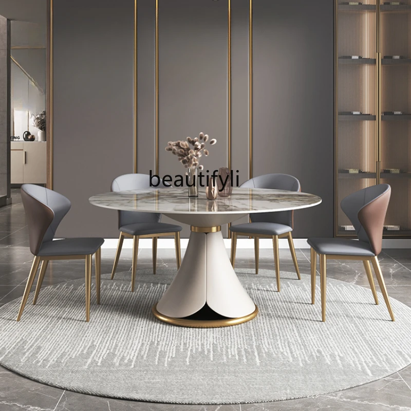 Stone Plate Folding Dining Table Variable Household Light Luxury Dining Tables and Chairs Set Retractable Dining Table