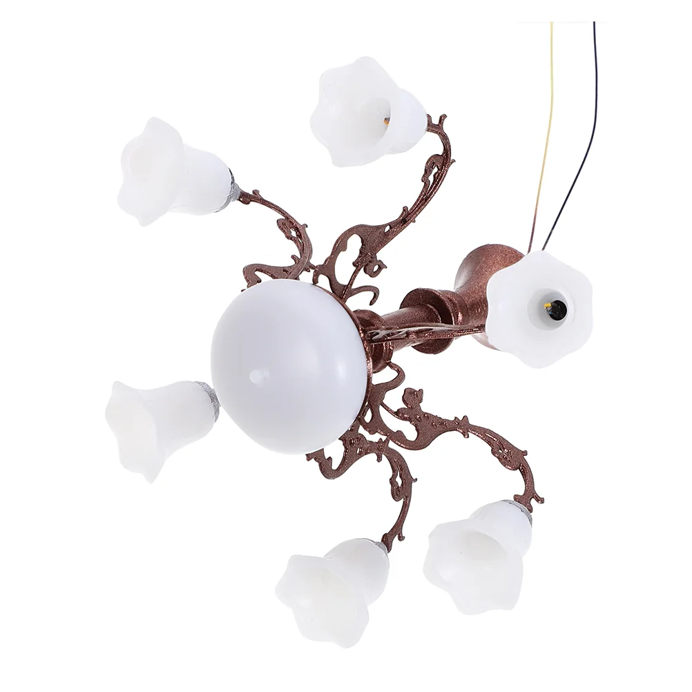 Model Chandelier Mini Ceiling Lamp Craft Light Adornment Toy Room Abs Miniature House Pendant