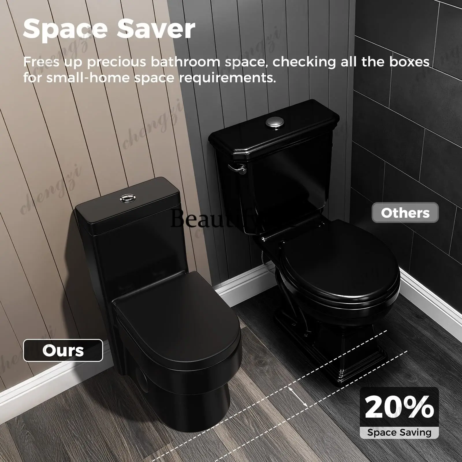 Compact One Piece Toilet With Soft-Close Seat Lid, High-Efficiency 1.2/1.8 GPF Dual Flush, Dirt-Resistant Glazed