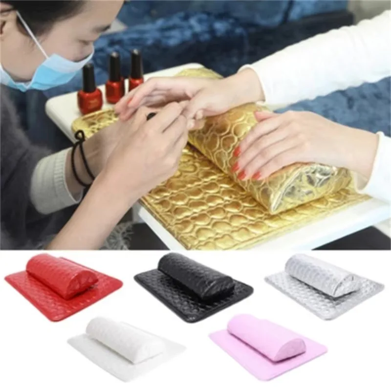 

Nail Supplier Waterproof Red PU Cushion Wrist Pad Arm Rest With Mat Nail Art Cushion Hand Pillow for Manicure