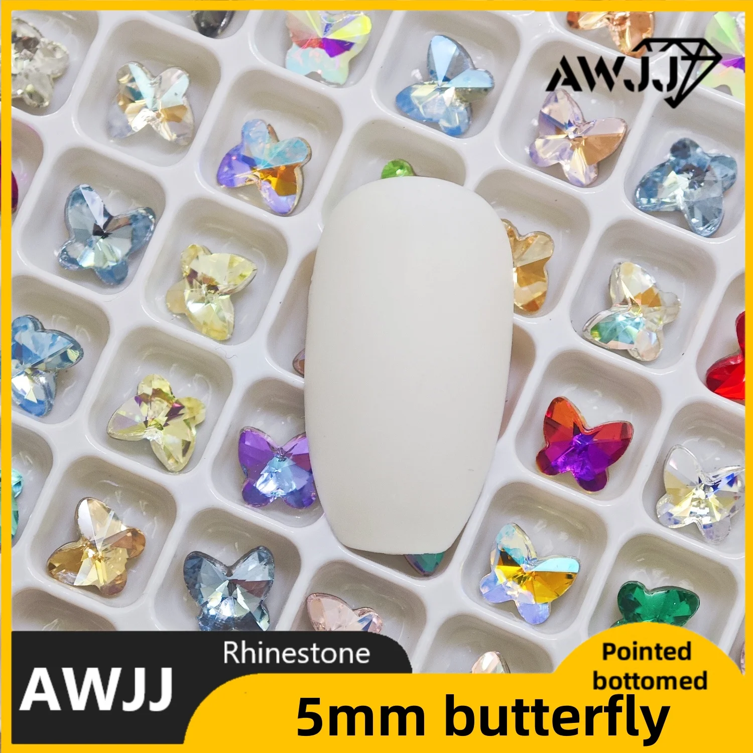 5mm Butterfly-Shaped Crystal diamonds Pointed bottomed Decoration Gems Used for earrings necklaces Nail Jewelry accessory