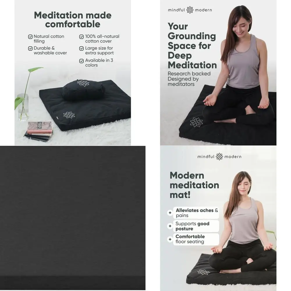 

Cotton-Filled Meditation Mat - Large Rectangular Cushion for Sitting, Kneeling, and Zafu Support