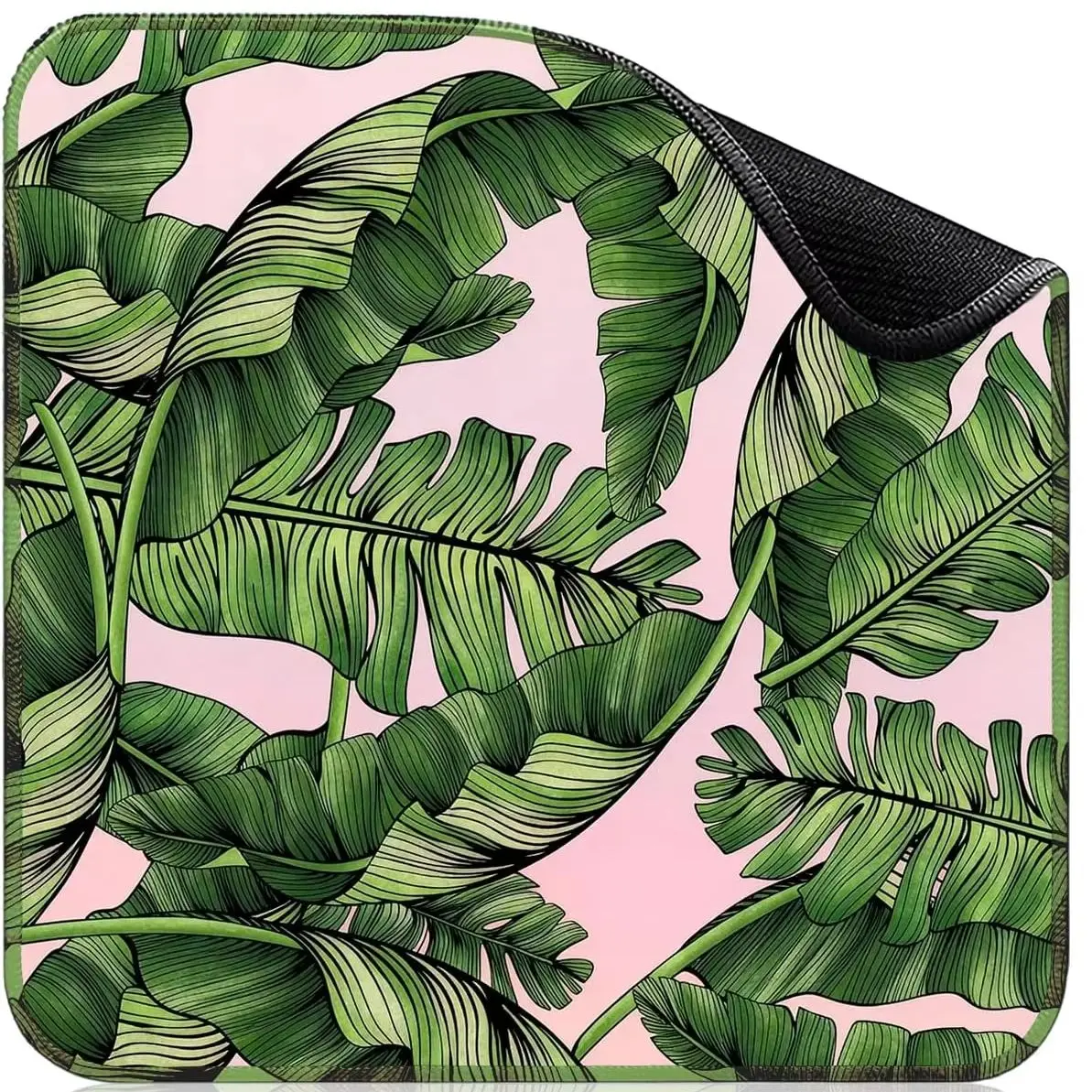 31.5 Inch Non Slip Noise Reduction Mahjong Mat With Carry Bag Wrinkle Free Tropical Leaf Design Rubber Game Mat For Poker Board