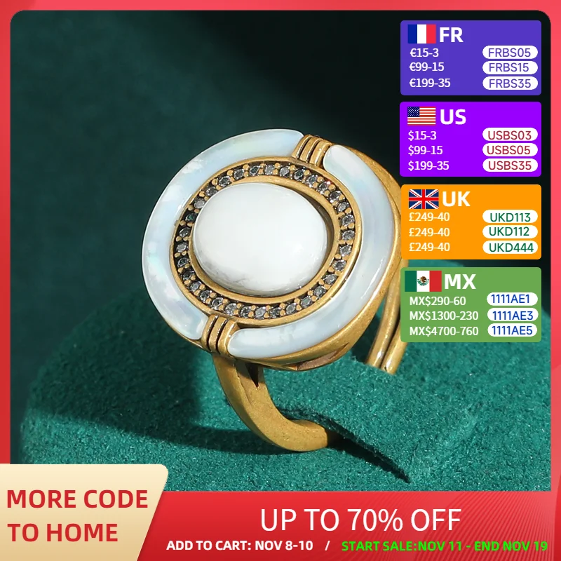 

Vintage White Turquoise Ring Stone Woman Oval Antique Gold Color Luxury Quality Summer Jewelry Accessories Mothers Day Gift 2025