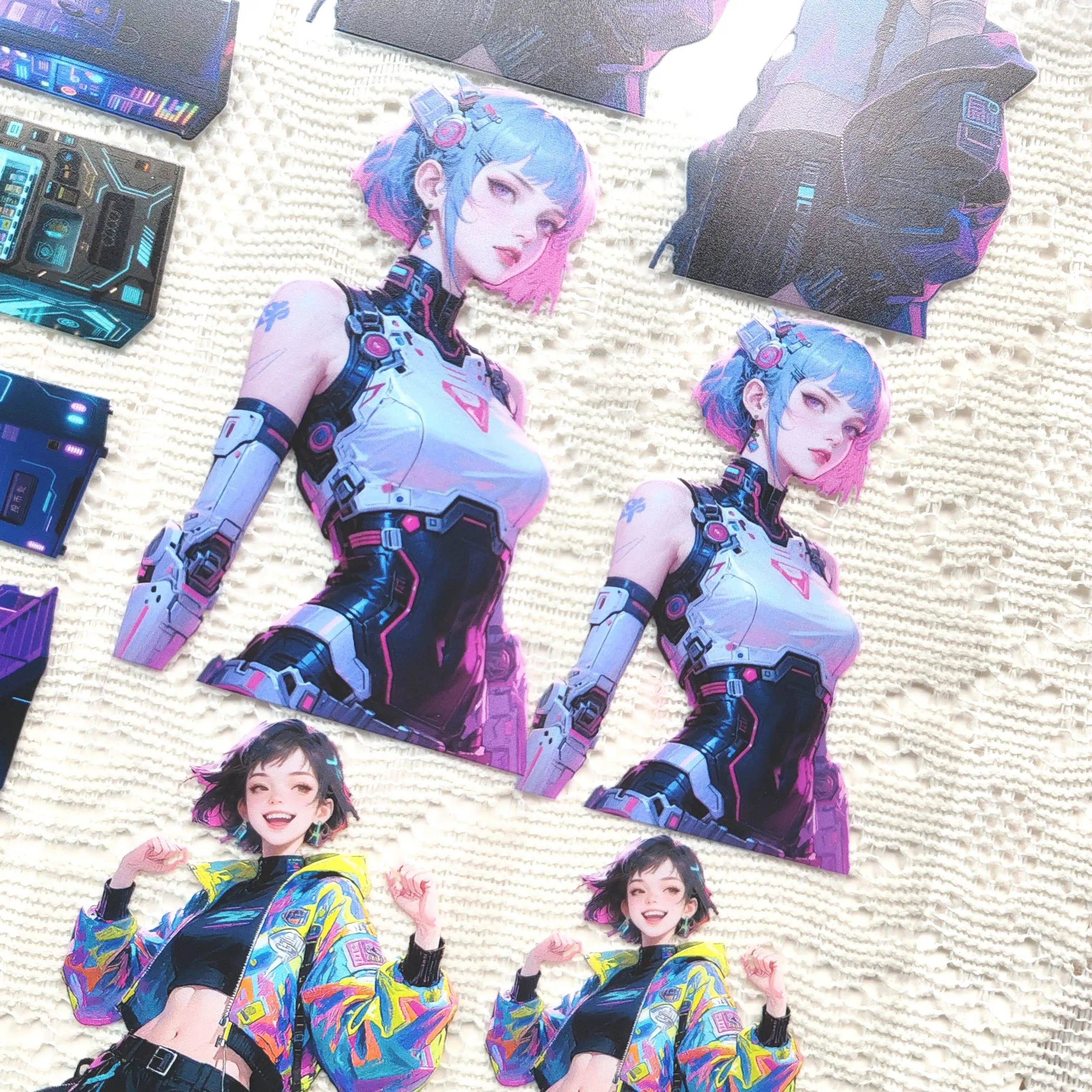 Pet Tape Journal Cyber World Cyber Sci-Fi Characters Future World Collage Decoration Card Landscaping