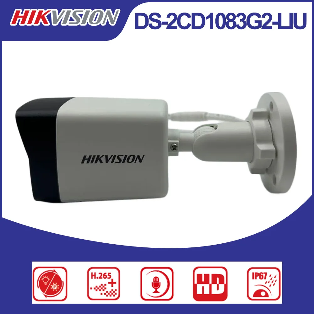 Hikvision DS-2CD1083G2-LIU 8MP 4K Smart Hybrid Light Bullet IP Camera POE Built-in Mic Human Vehicle Detection IP67 Outdoor CCTV