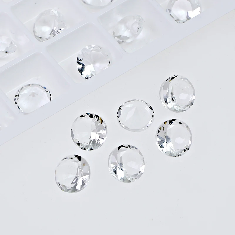 8MM Round K9 Pointed Back Rhinestone Transparent Nail Crystal  Decoration for women\'s Clothing Beads for Needlework