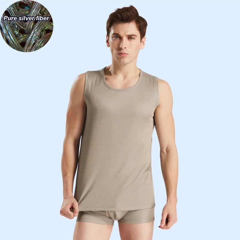 Military Silver Fiber Stretchy Top Vest EMF Blocking Faraday Fabric Underwear Anti-radiation Shirt Sleeveless Antibacterial