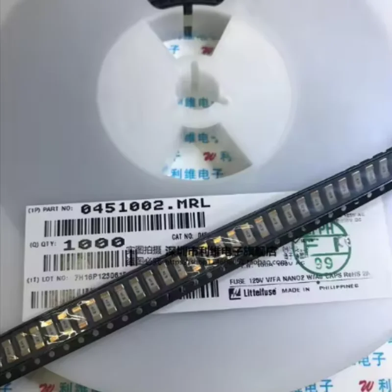 10PCS 04511.25MRL 0451020.MRL 0452008.MRL 045201.5MRL 0451.375MRL 0452.750MRL 0452007.MRL NANO2 SMD Very Fast‑Acting Fuse
