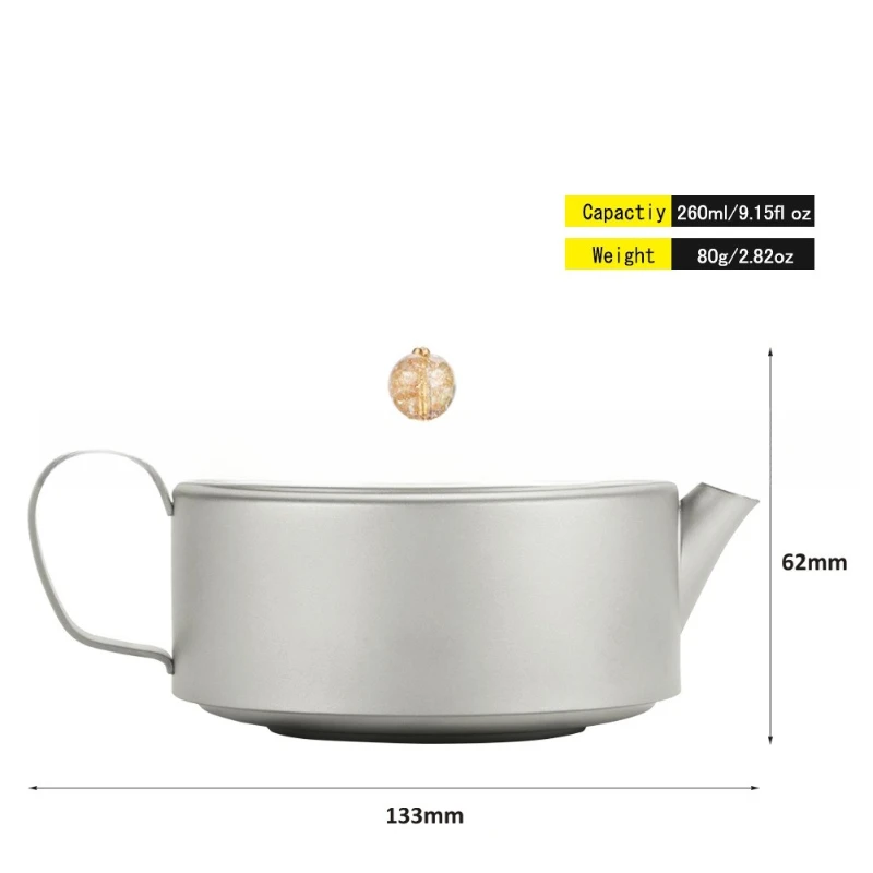 

Hardware manufacturing Pure titanium teapot 260ml titanium pot Kung Fu tea easy to carry
