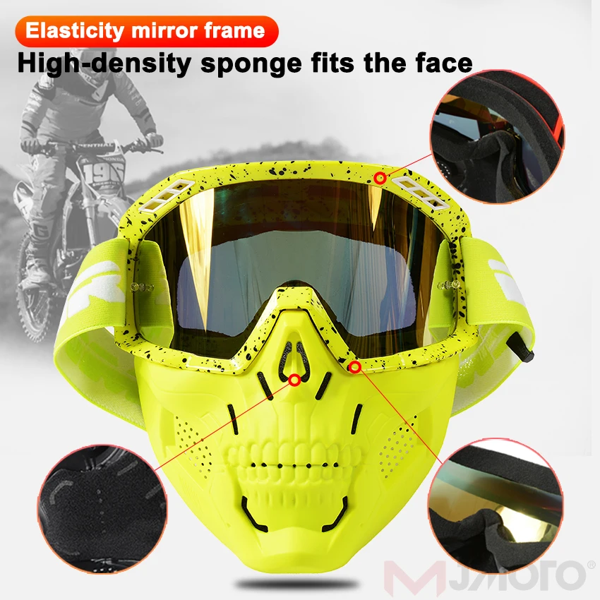 helmet goggles lazada VEMAR Detachable Motorcycle Helmet Goggles Cycling Glasses Man Windproof  Dust-proof Motocross Face Mask Goggles Glasses Block UV