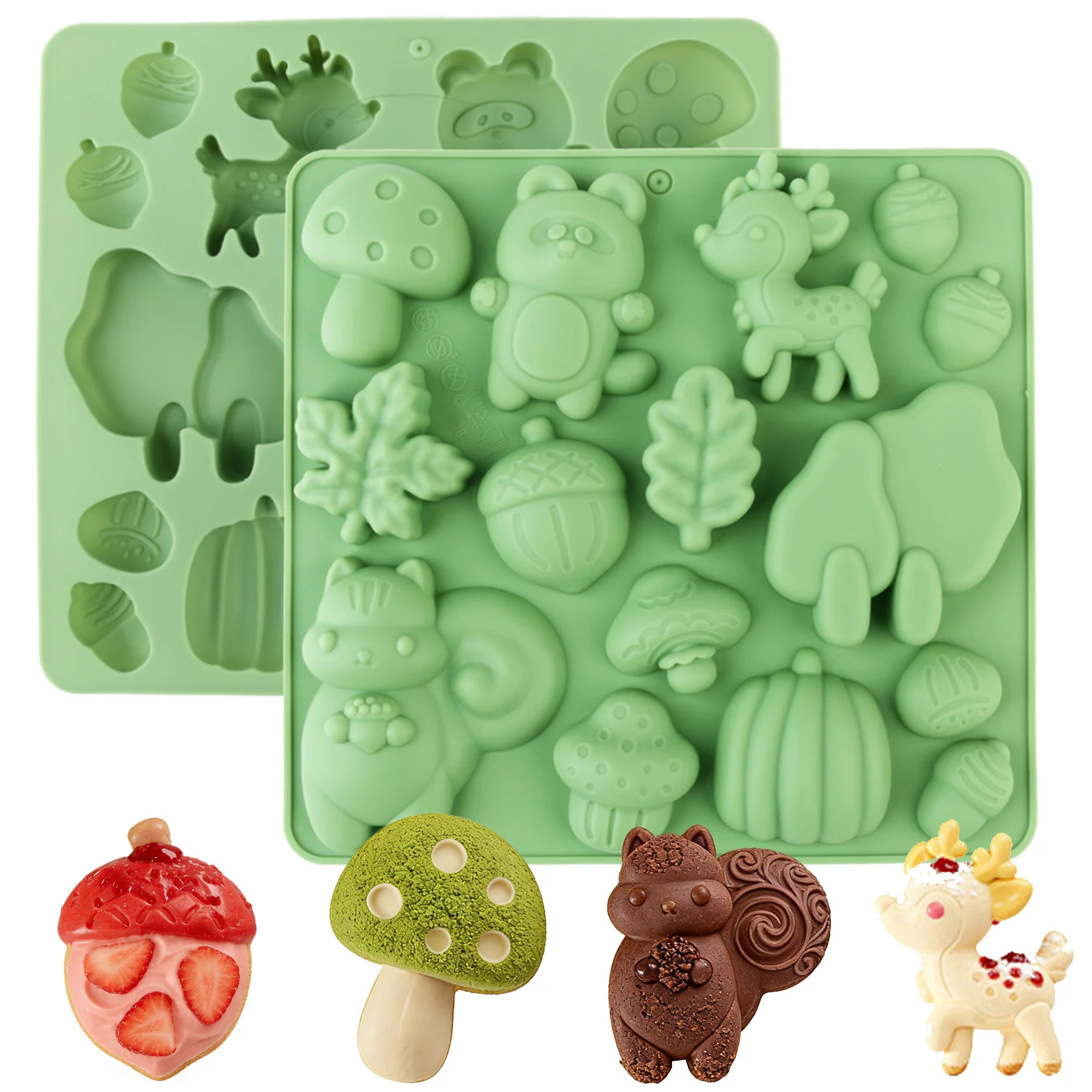 1 Silicone Cake Mold in the Shape of Animals, Including Squirrels and Deer, Silicone Candy Mold, Chocolate Mold, Pudding Mold, Baking Tool, Can Be Used to Make Candy, Pudding, Jelly, Cake Decorations, and Resin Crafts