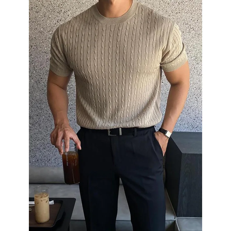 

Women's Knitted Stripe T-shirt Resistant to Deformation Spring 2026 Embroidered Design Other Sleeve Length Other Neck Type