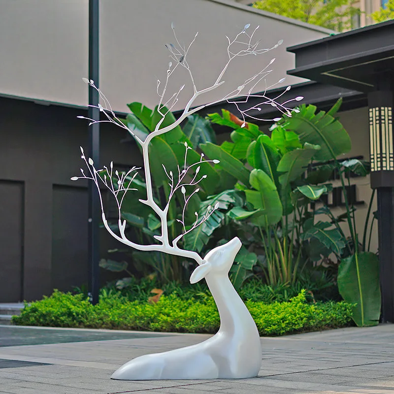 Abstract deer glass steel plastic sika deer ornament sales department community ping animal garden landscape decoration sketch