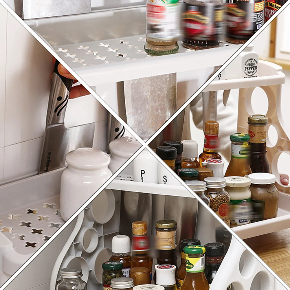 

1Pcs Kitchen Storage Rack Double-Layer Plastic Organizer Rack for Home Kitchen Utensils Storage Holder Space Saving