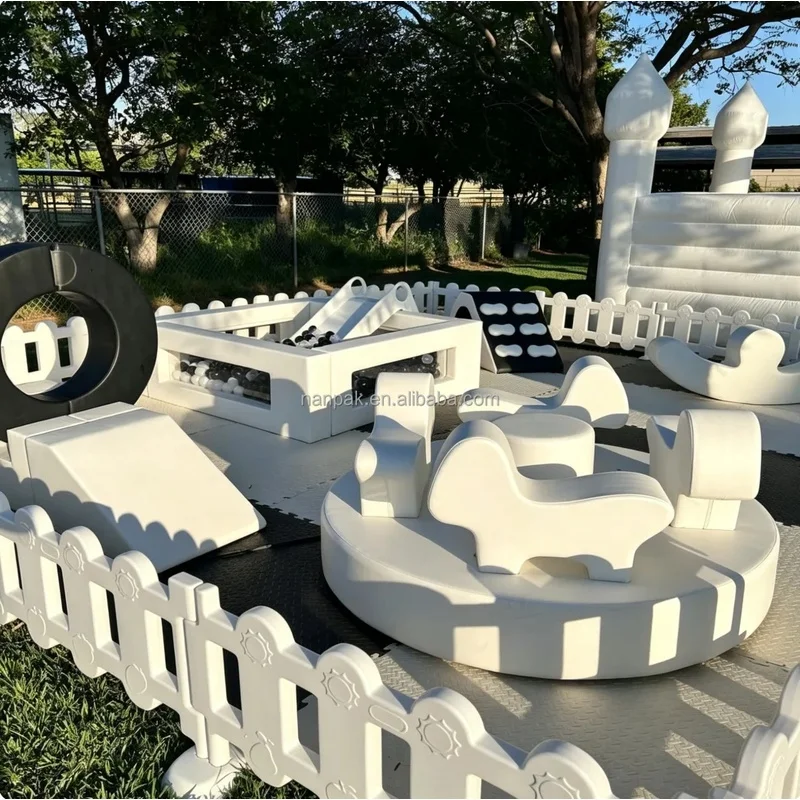Commercial Kids Soft Play Set with Soft Carousel clear Ball Pit Slide Inflatable Bouncy Castle for Outdoor Birthday Party Rental