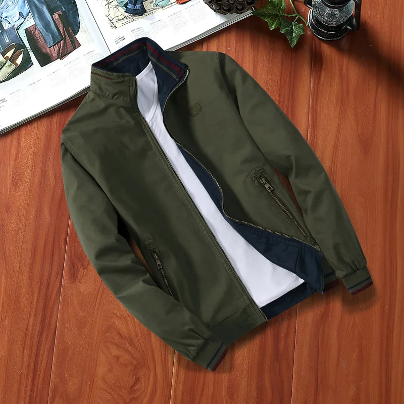 2024 Men's Autumn Double-Sided Stand Collar Jacket Casual Slim Fit Professional Business Jacket