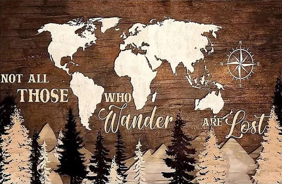 Retro Map Woods Paintings Canvas Wall Art Not All Those Who Wander Are Lost Poster Modern Art Prints Canvas Posters Wall De sign