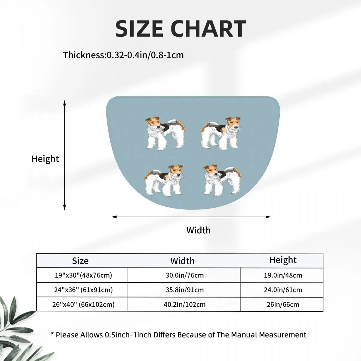 Retro Wire Haired Fox Terrier Design Flannel Half Round Doormat Non Slip Bathroom Mat Absorbent Floor Carpet for Living Room