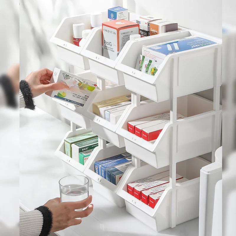 Spliced Japanese-style superimposed storage box Desktop stationery medicine storage basket desk miter tool storage box