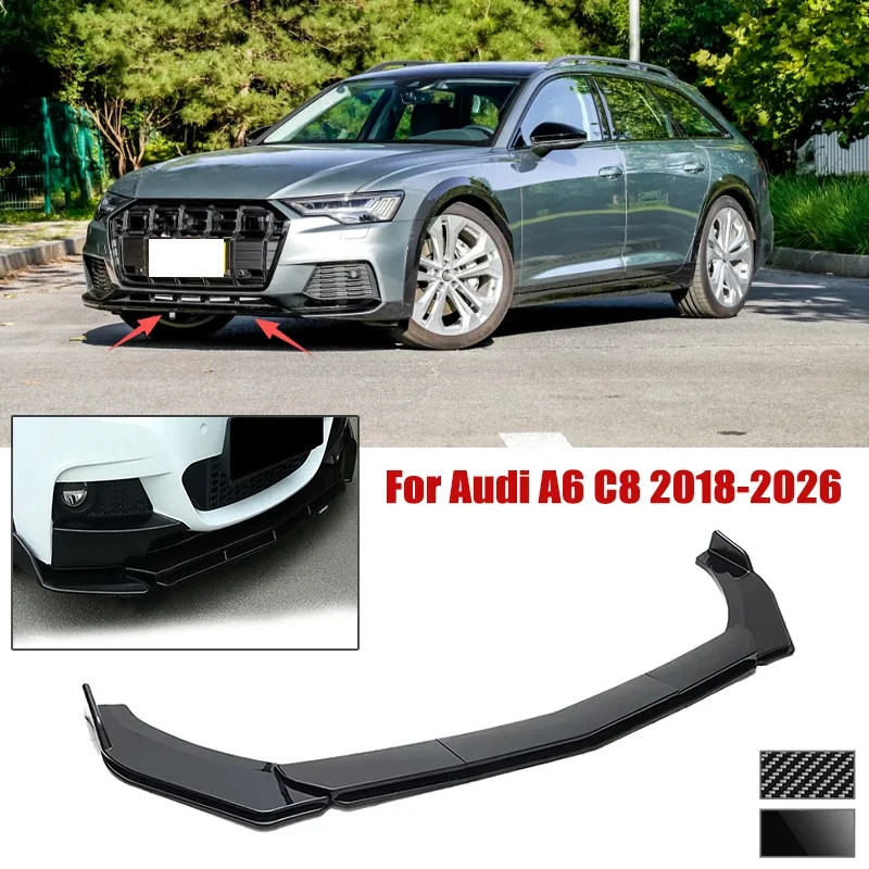 5pcs Front Bumper Shovel For Audi A6 C8 2018-2026 Spoiler Front Bumper Deflector Anti Scratch Protection Device Accessory