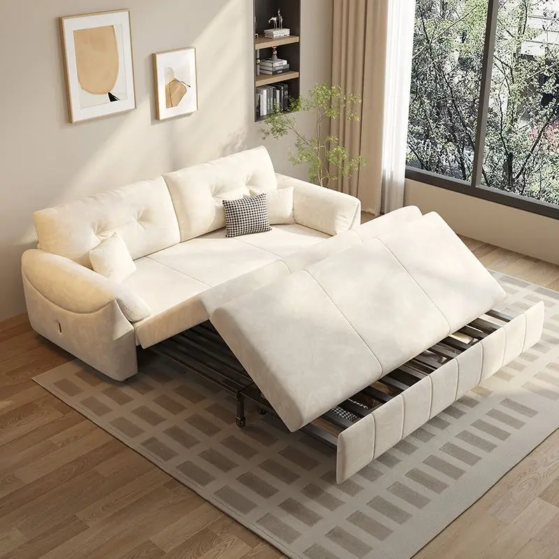 Multi-functional sleeping bed storage inline sofa cream style sofa bed dual-purpose