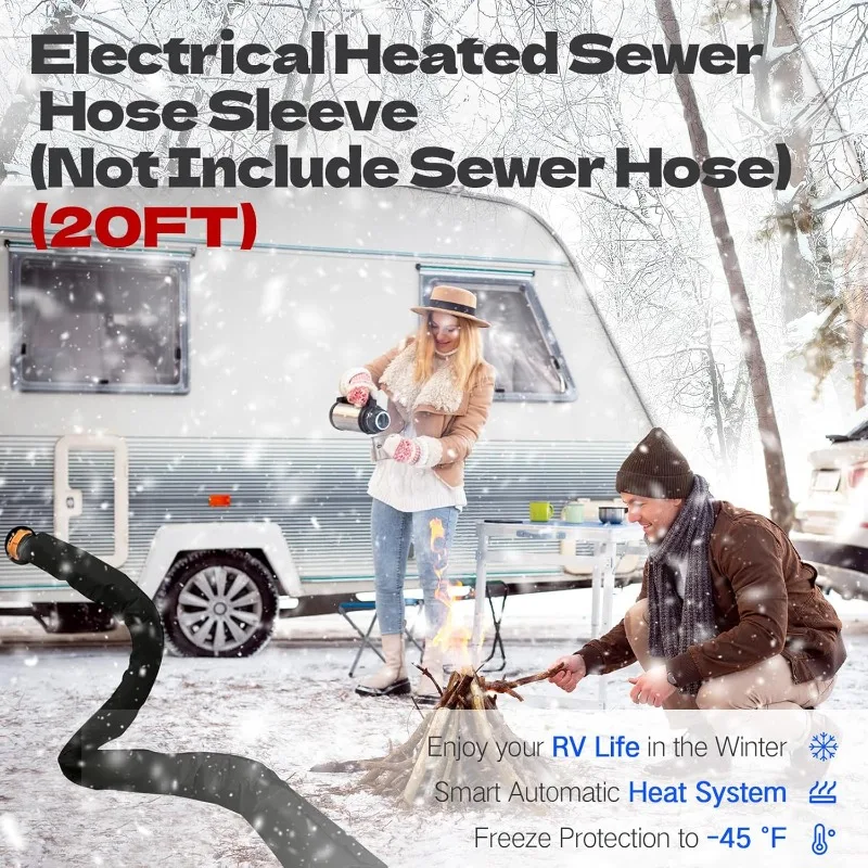 غطاء خرطوم الصرف الصحي الساخن 20FT RV لتجنب التجميد عند -20 ° F RV خرطوم تفريغ النفايات/المجاري الساخن Rv