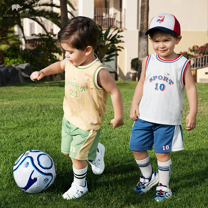 

Dave Bella Children Sleeveless Vest T-shirt Short Set for Boys Summer Two-piece Suits Casual Brother Clothes Set DB2251601