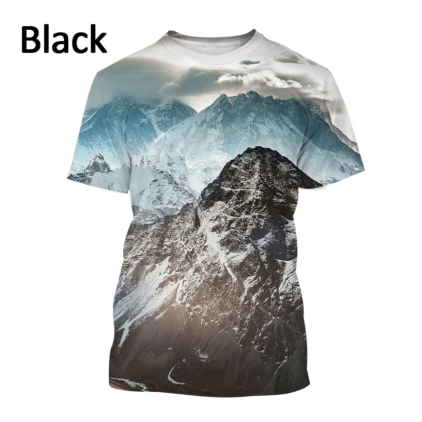 New Snow Mountain 3D Printing Short-sleeved Breathable T shirt Men and Women Natural Landscape Pattern Streetwear Tops